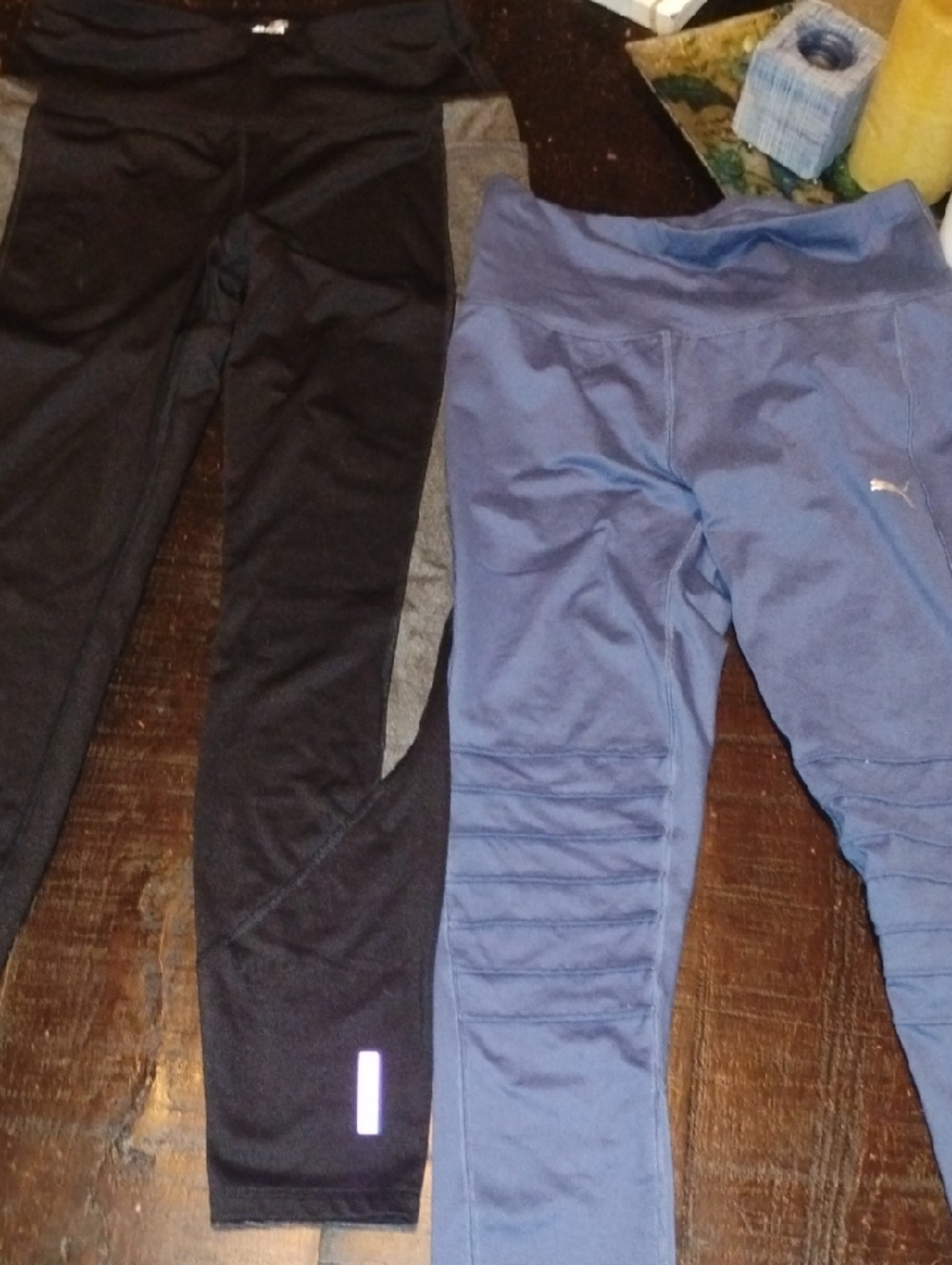 Puma Purple Workout Leggings And  Avia Black and Gray Leggings Duo - Woman Med